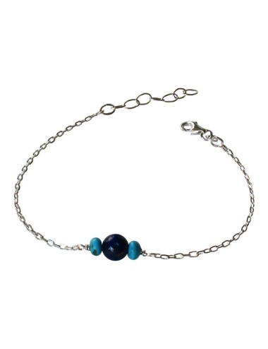 Bracelet Show Lapis lazuli et turquoises. Argent 925