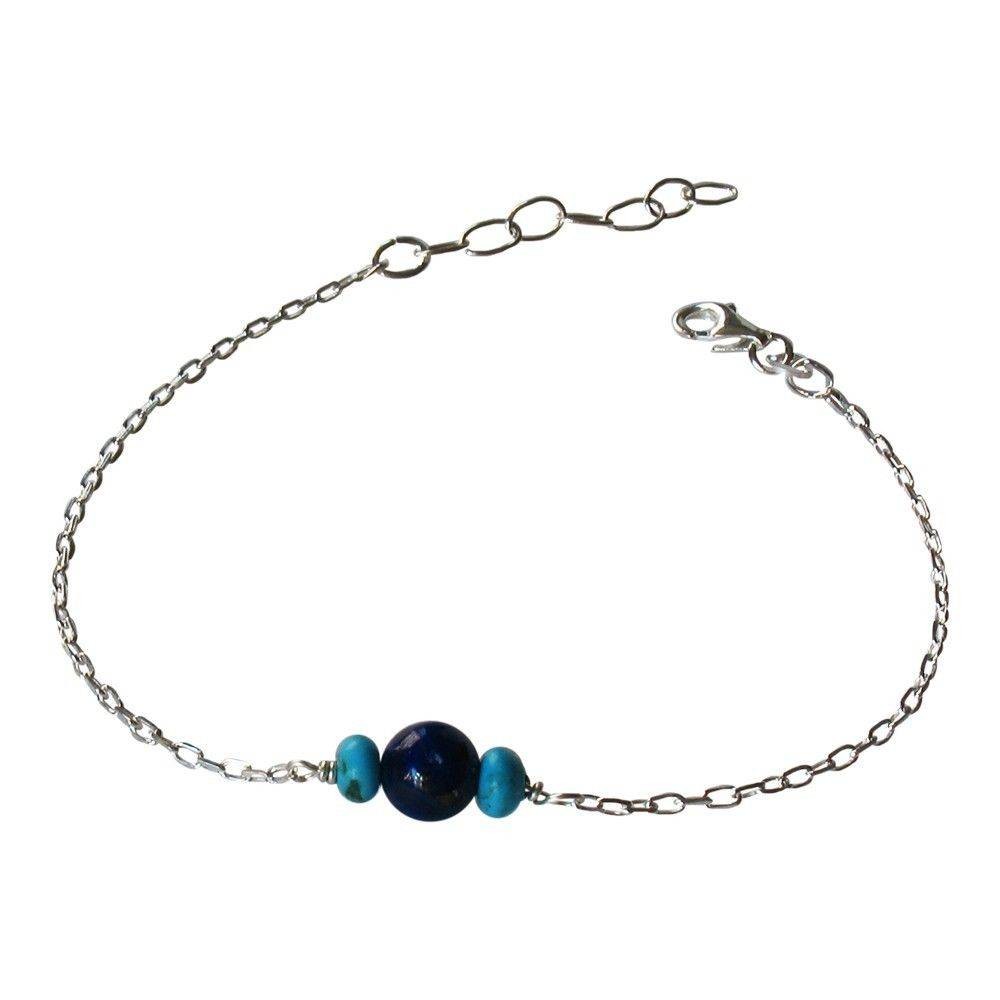 Bracelet Show Lapis lazuli et turquoises. Argent 925