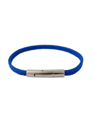 Bracelet pour homme Nautic en coton ciré. Couleur bleue