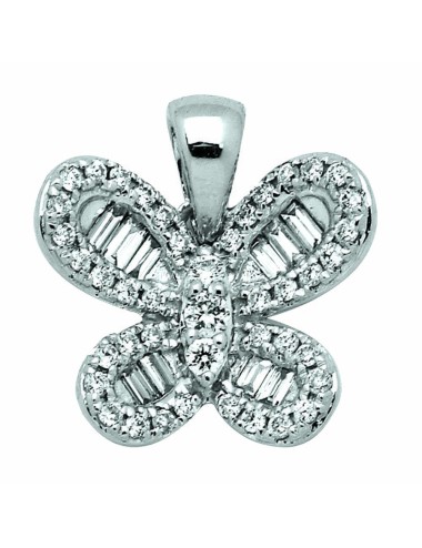 Pendentif OR blanc 750 et diamants Papillon