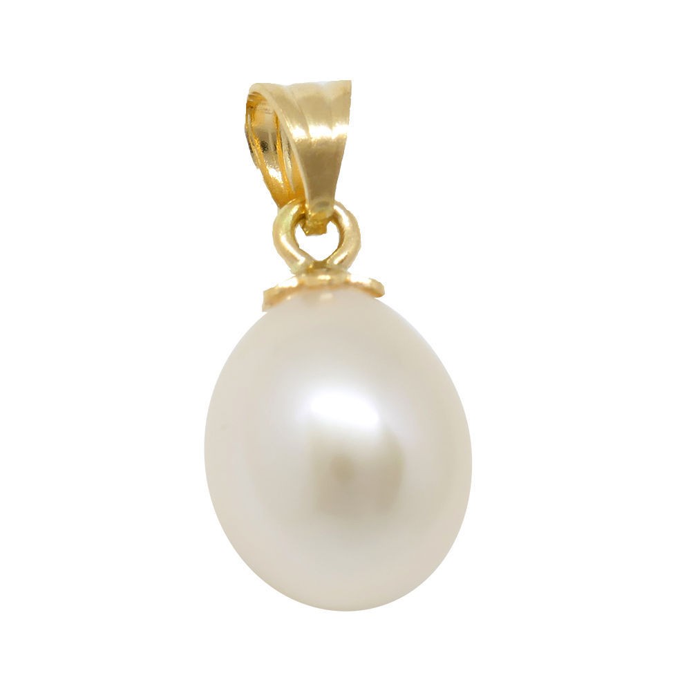 Doris : Pendentif  Perle de culture blanche ovale. Bélière en or 750