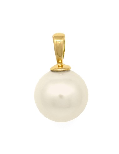 Cléa: pendentif  perle de culture d'eau douce ronde blanche. Or 750