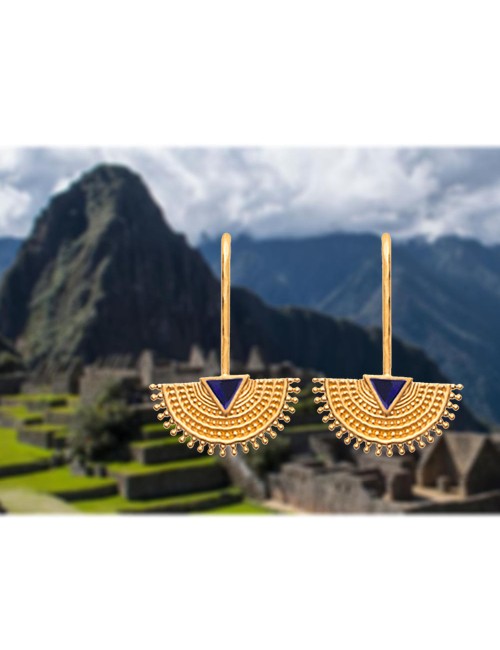 Boucles d'oreilles Inca en plaqué or inspiration machu picchu