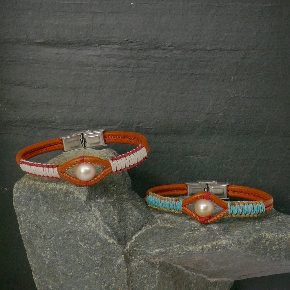 Bracelet pour femme en cuir et perle de culture ARIZONA et Yuma