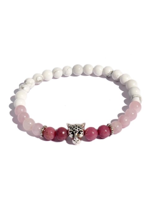 Bracelet de perles ma petite panthère quartz rose