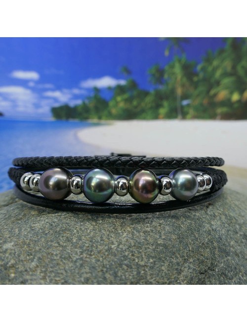 Bracelet homme 4 perles de Tahiti