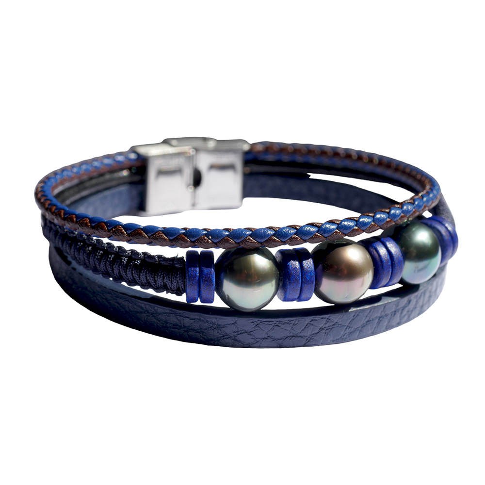 bracelet Homme 3 perles de Tahiti profil