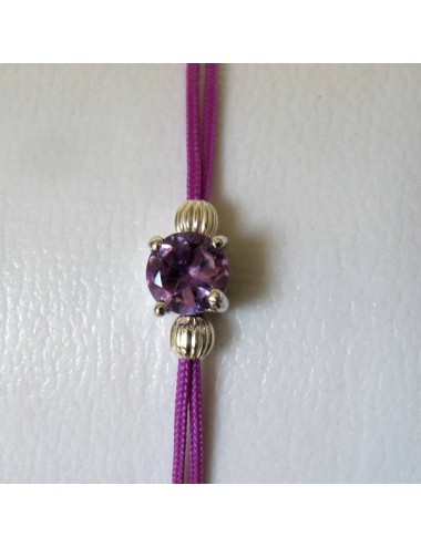 Bracelet améthyste fil violet. Argent massif rhodié