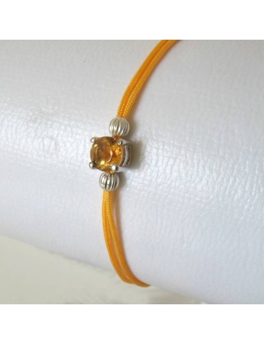 Bracelet POP citrine fil jaune. Argent massif rhodié
