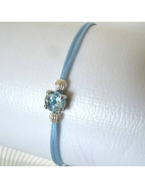 Bracelet POP Topaze fil bleu ciel. Argent massif rhodié