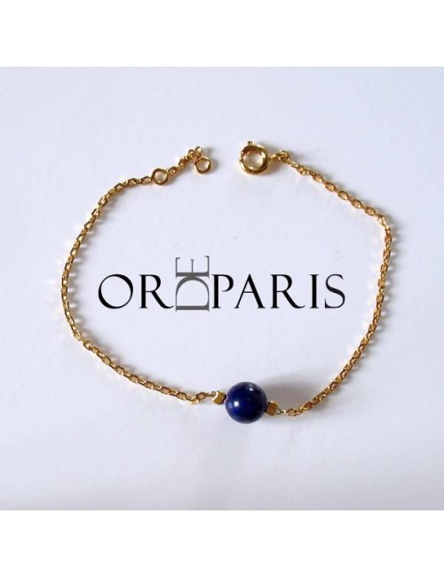 Bracelet Show Lapis lazuli. Plaqué or